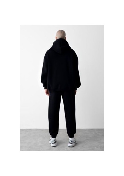 CMZ Collection Erkek 3 Ip Siyah Eşofman Takımı Oversize Jogger