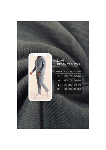 Erkek Gri Eşofman Takımı Oversize Kalıp Comfort Kapüşonlu Sweatshirt Sweatpants