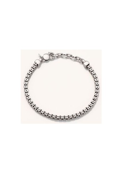 18 Ayar Beyaz Altın Kaplama Gümüş Küp Figürlü Erkek Zincir Bileklik