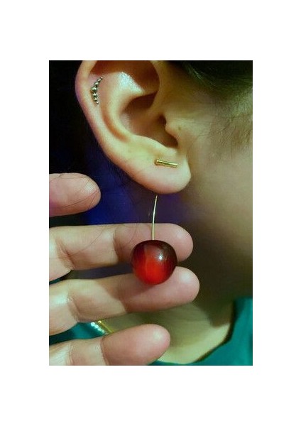 Çelik Altın Kaplama Kiraz Küpe