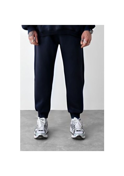 Erkek Lacivert Oversize 3 Iplik Eşofman Altı