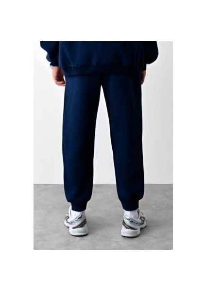 Erkek Lacivert Oversize 3 Iplik Eşofman Altı