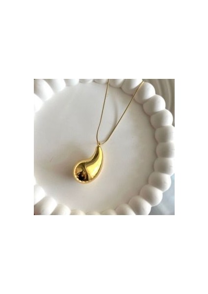 Çelik Gold Bottega Gözyaşı Kolye