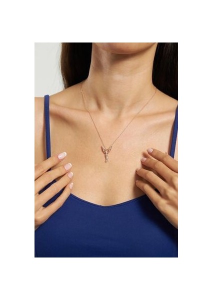 Melek Model Rose Kaplama Gümüş Kadın Kolye fiyatları