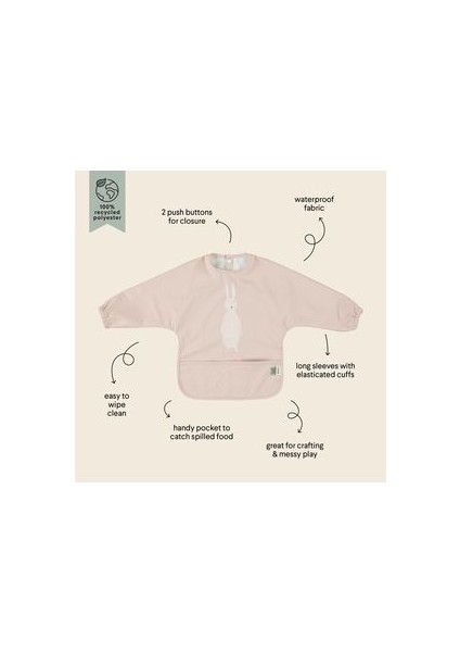 Waterproof Long Sleeve Bıb Mrs. Rabbıt - Su Geçirmez Uzun Kollu Önlük