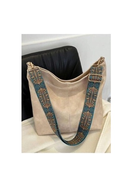 Krem Kadın Lüks Omuz Çantası Desenli Askılı Fermuarlı Kaliteli Işçilik ve Yumuşak Suni Deri fiyatları