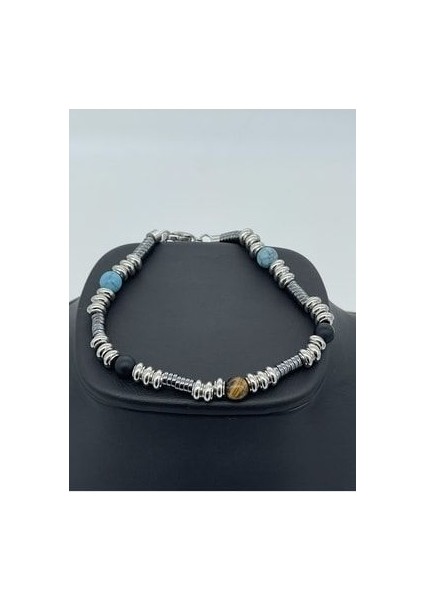 Paslanmaz Çelik Çift Renkli Boncuk Tarzı Erkek Bileklik