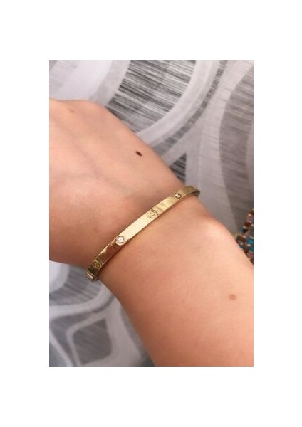 Çelik Cartier Gold Ince Model Taşlı Bileklik fiyatları