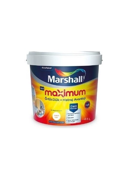 Maximum Su Bazlı Silinebilir Ipeksi Mat 2,5 Lt = 3,5 kg Tütsü