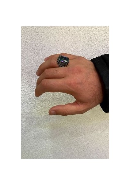 Dikdörtgen Model Mistik Topaz Model Gümüş Erkek Yüzük