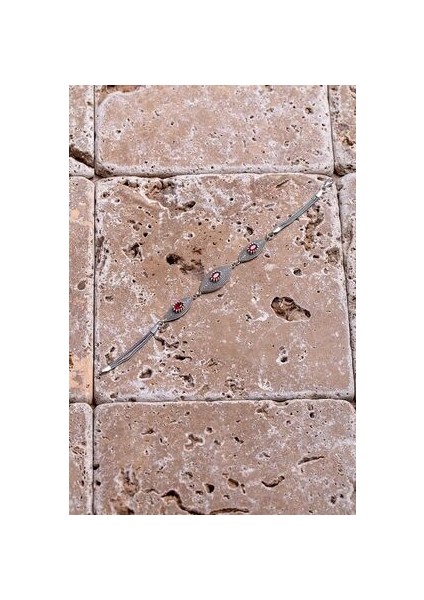 Mekik Model Yakut Taşlı Telkari El Işçiliği Gümüş Bileklik fiyatları