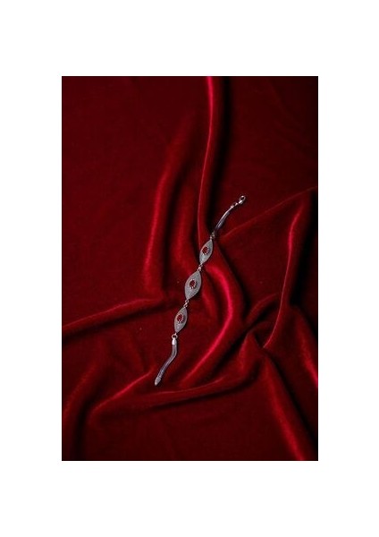 Mekik Model Yakut Taşlı Telkari El Işçiliği Gümüş Bileklik modelleri