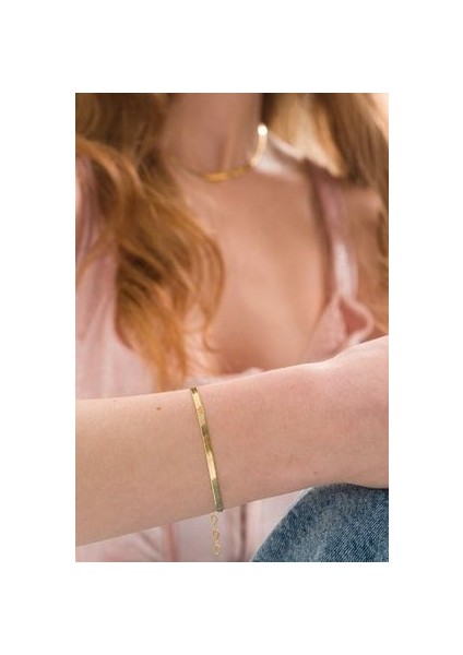 925 Ayar Italyan Yassı Zincir Bileklik Yılan Zincir Bileklik