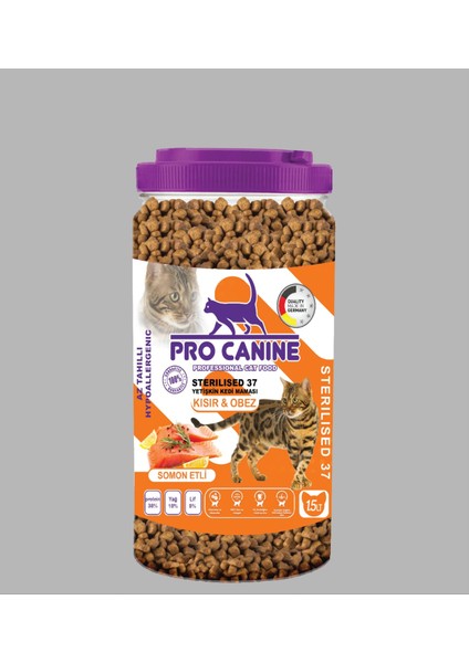 Pro Canıne Profesyonel Kısır & Obez Kedi Maması 1,5 Lt x 3 Adet =4,5 Lt Toplam