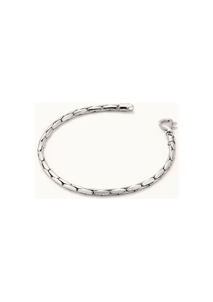 18 Ayar Beyaz Altın Kaplama Gümüş Oval Parçalı Erkek Zincir Bileklik fiyatları