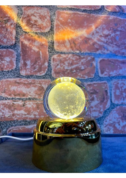 LED Işıklı 3 Boyutlu 360 Derece Sürekli Hareket Eden Kristal Cam Küre