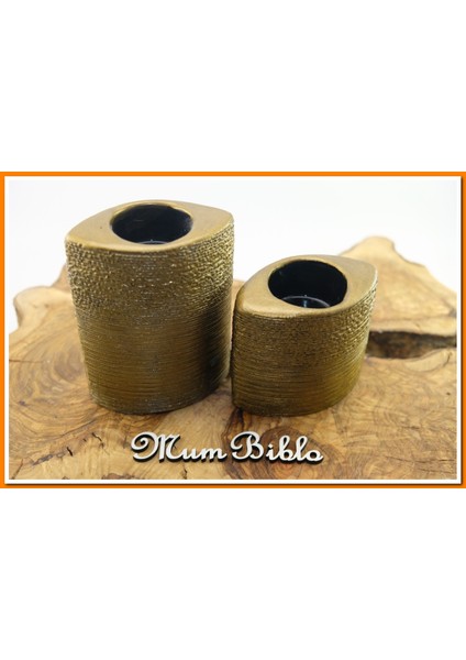 Dekoratif Tealight Mumluk Antik Altın Renk