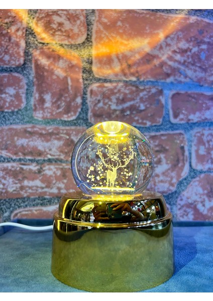 LED Işıklı 3 Boyutlu 360 Derece Sürekli Hareket Eden Kristal Cam Küre