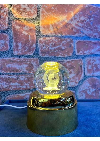 LED Işıklı 3 Boyutlu 360 Derece Sürekli Hareket Eden Kristal Cam Küre