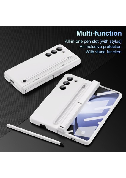 Samsung Galaxy Z Fold6 5G Kılıf Stylus ve Temperli Cam Filmli Sert PC Telefon Kılıfı-Beyaz (Yurt Dışından) modelleri