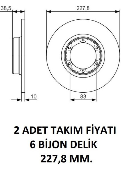 Ön Fren Diski Renault R12 / Toros 7700502515 Magneti 360704028900 Takım