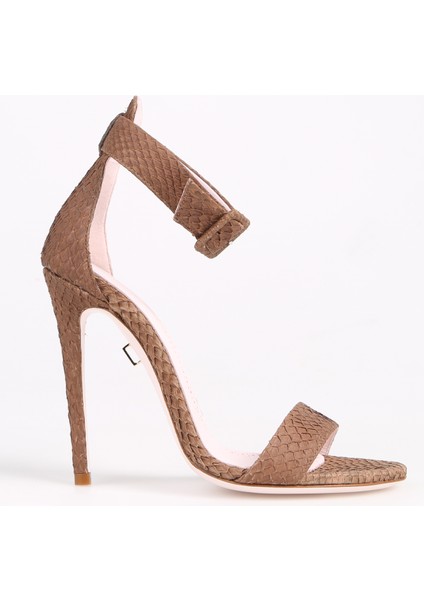 Deri Kahve Kadın Topuklu Ayakkabı Aprıl