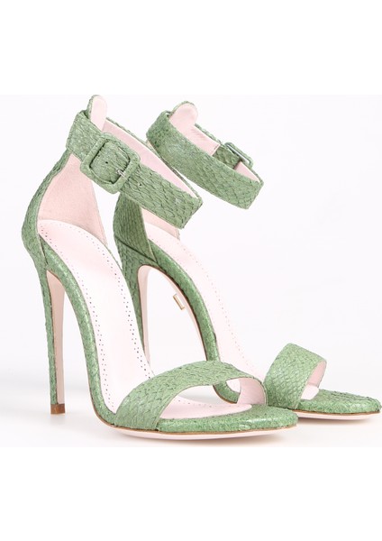 Deri Yeşil Kadın Topuklu Ayakkabı Aprıl fiyatları