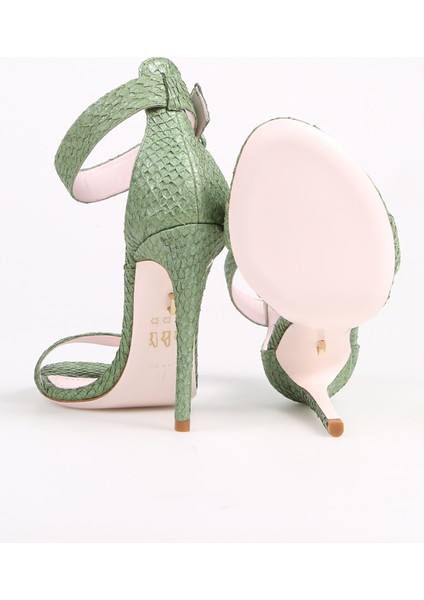 Deri Yeşil Kadın Topuklu Ayakkabı Aprıl fırsatları