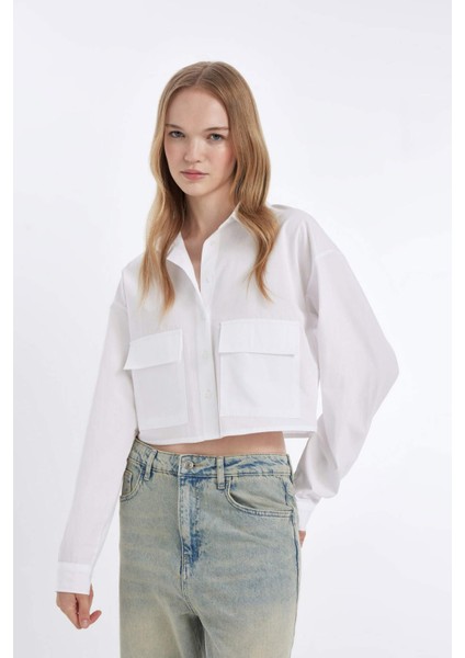 Oversize Geniş Kalıp Cepli Poplin Uzun Kollu Gömlek D4593AX24AU modelleri