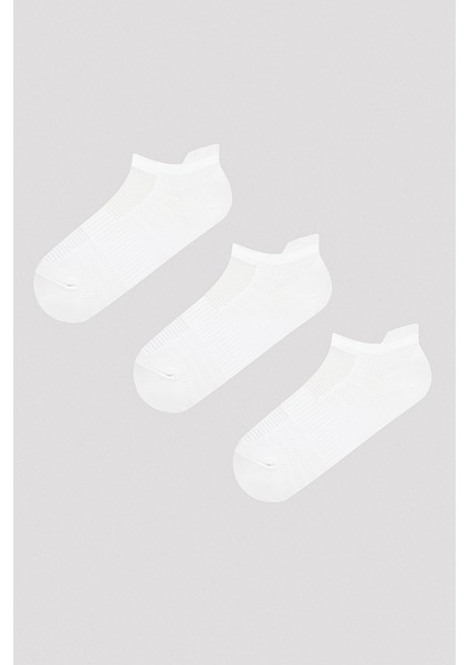 Back Tab Microfiber Beyaz 3lü Patik Çorap