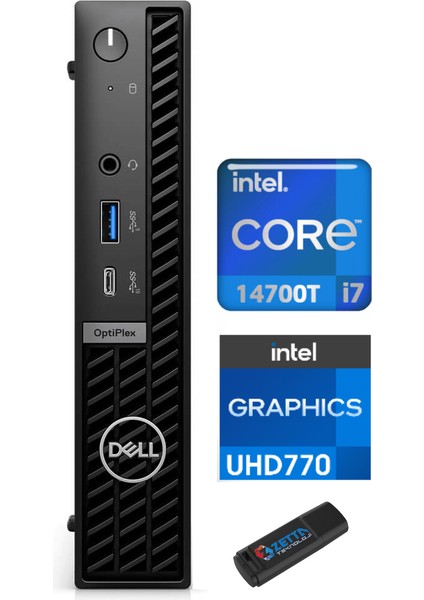 Pc Optıplex 7020MFF Intel Core İ7-14700T 16GB Ddr5 1tb SSD WINDOWS11HOME Mini Masaüstü Bilgisayar N014O7020MFF38+ZETTAUSBBELLEK