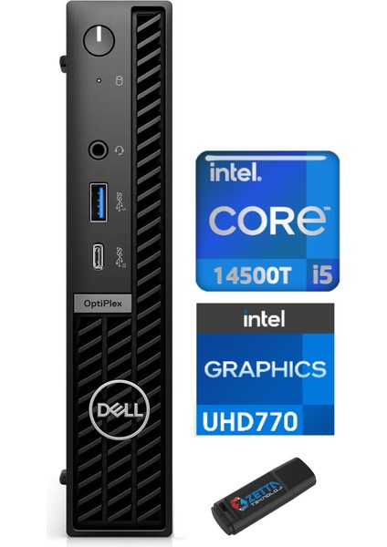 Pc Optıplex 7020MFF Intel Core I5-14500T 64GB Ddr5 1tb SSD Ubuntu Mini Masaüstü Bilgisayar N007O7020MFF23+ZETTAUSBBELLEK