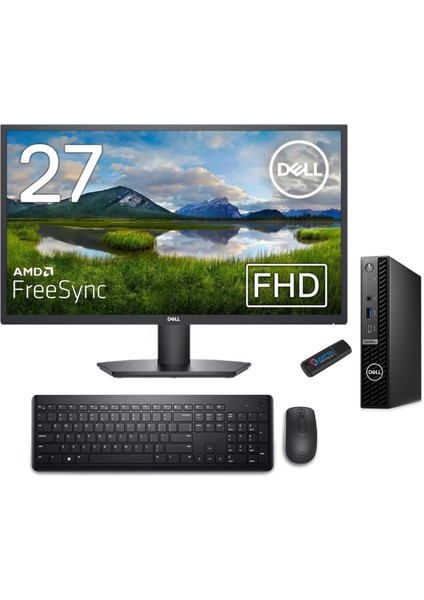 Pc Optıplex 7020MFF Intel Core İ7-14700T 48GB Ddr5 2tb SSD Ubuntu 27" Fullhd Mon. Mini Masaüstü Bilgisayar CN014O7020MFF19+ZETTAUSBBELLEK