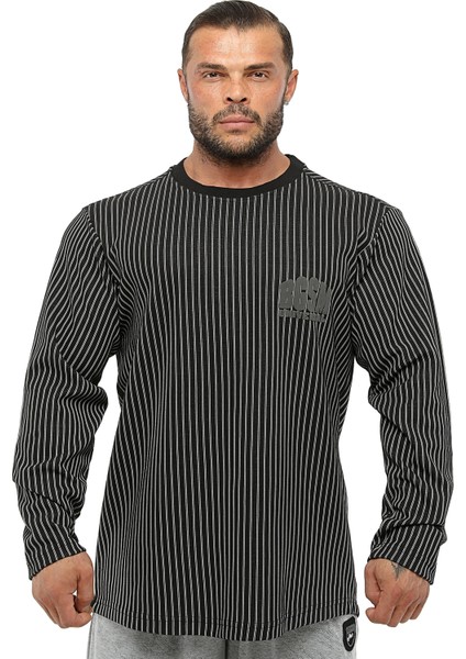 Erkek Rahat Fit Pamuklu Spor Sweatshirt Siyah Big Sam 4709