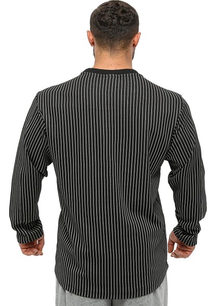 Erkek Rahat Fit Pamuklu Spor Sweatshirt Siyah Big Sam 4709 modelleri