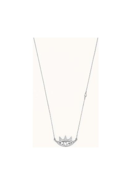 Göz ve Şans Kolye Zirkon Taşlı Gümüş Renk