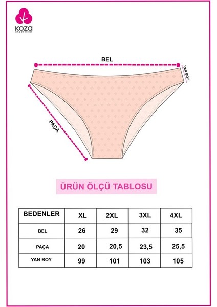 Koza İç Giyim Kadın 7'li Curve Büyük Beden Battal Jakarlı Bato