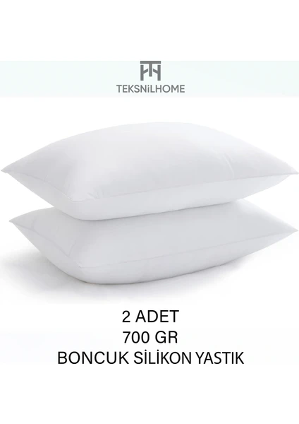 Teksnil Home | 2 Adet Boncuk Silikon Yastık | 700 Gram | Antialerjik | 50X70 cm | Ekonomik Yastık