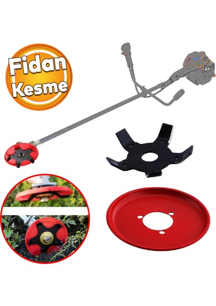 Benzinli Tırpan Uyumlu Metal Filiz Fidan Dal Biçme Kesme Aparatı 5 Kollu Bıçkı Yedek Bıçak