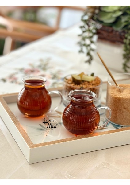 Ehlikeyif Çizgili Cam 6'lı Çay Bardağı