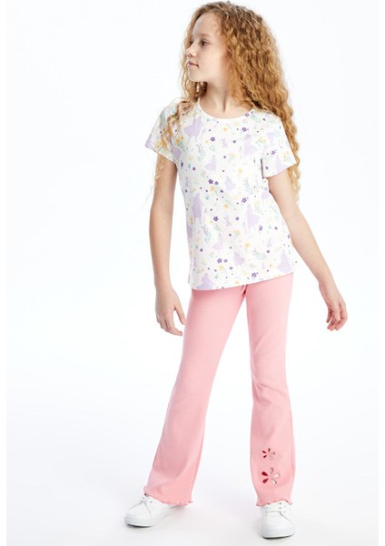 Lcw Kids Beli Lastikli Çiçekli Ispanyol Paça Kız Çocuk Tayt fiyatları