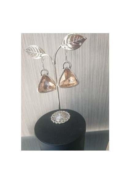 Üçgen Küpe Antik Gümüş Kristal Taşlı Vintage fiyatları