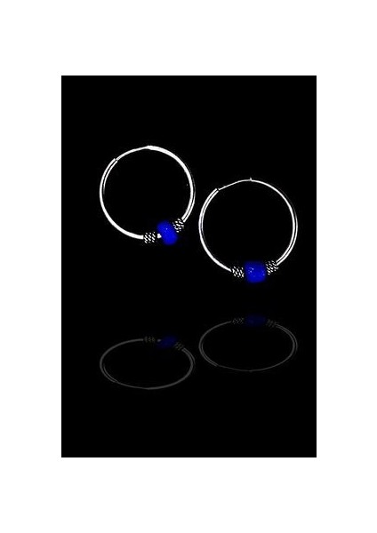 15 mm Safir Taşlı Gümüş Halka Küpe