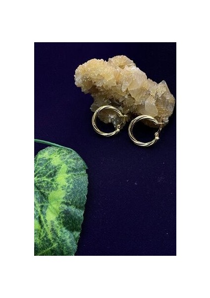 Burgu Halka Model Altın Kaplama Şarnel 20 mm Kadın Gümüş Küpe