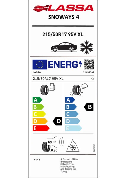 215/50 R17 95V Xl Snoways 4 Kış Oto Lastiği (Üretim Yılı: 2024)