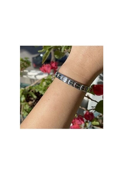 18 cm Italian Charm Silver Detailed Nomination Model Stainless Steel Bracelet