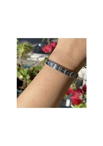 18 cm Italian Charm Silver Detailed Nomination Model Stainless Steel Bracelet