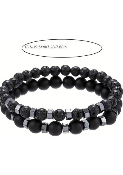 2 Adet/takım Boncuklu Bilezik Erkekler 8mm Lava Kaplan Gözü Taş Boncuk Charm Erkekler Bilezik Setleri Takı Hediye (Yurt Dışından)
