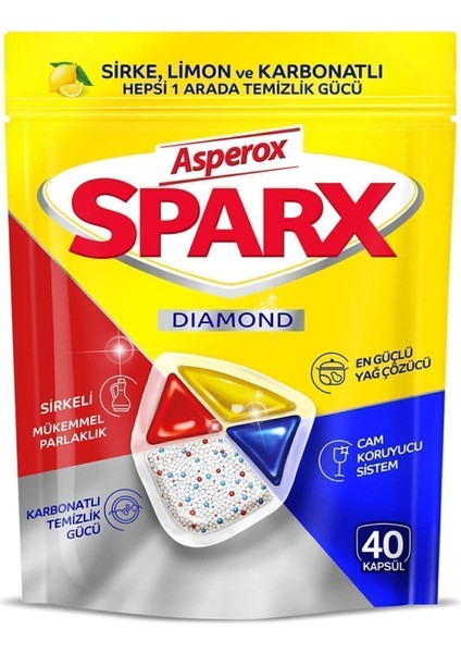 Sparx Diamond Bulaşık Makinesi Kapsülü 40'lı x 8 Adet