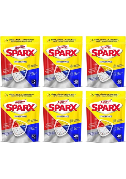 Sparx Diamond Bulaşık Makinesi Kapsülü 40'lı x 6 Adet